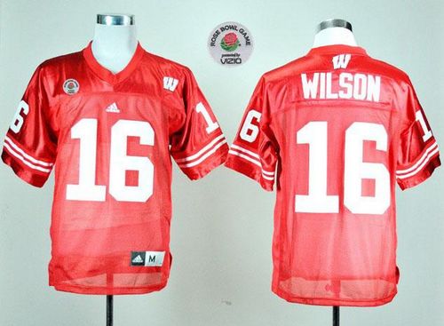 Badgers #16 Russell Wilson Red Rose Bowl Game Stitched NCAA Jersey