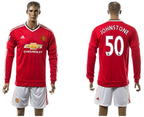 Manchester United #50 Johnstone Red Home Long Sleeves Soccer Club Jersey