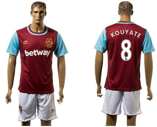 West Ham United #8 Kouyate Home Soccer Club Jersey