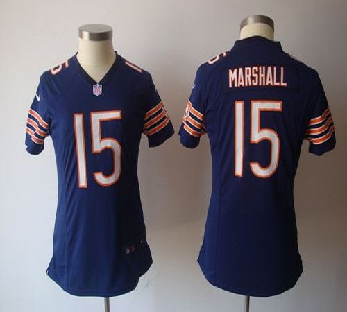 Bears #15 Brandon Marshall Navy Blue Team Color Women's NFL Game Jersey