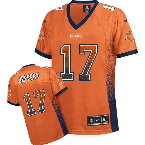 Bears #17 Alshon Jeffery Orange Alternate Women's Stitched NFL Elite Drift Fashion Jersey
