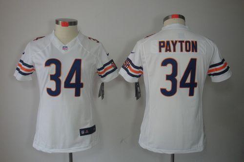 Bears #34 Walter Payton White Women's Stitched NFL Limited Jersey