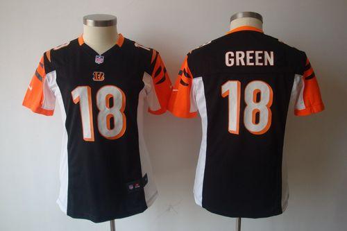 Bengals #18 A.J. Green Black Team Color Women's NFL Game Jersey