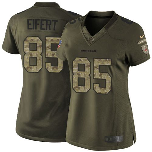 Bengals #85 Tyler Eifert Green Women's Stitched NFL Limited Salute to Service Jersey