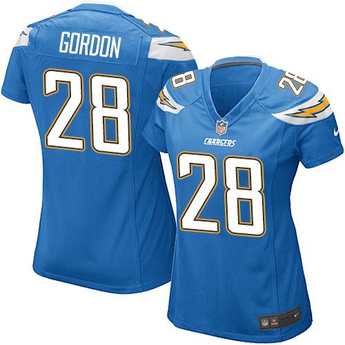 Chargers #28 Melvin Gordon Electric Blue Alternate Women's Stitched NFL New Elite Jersey
