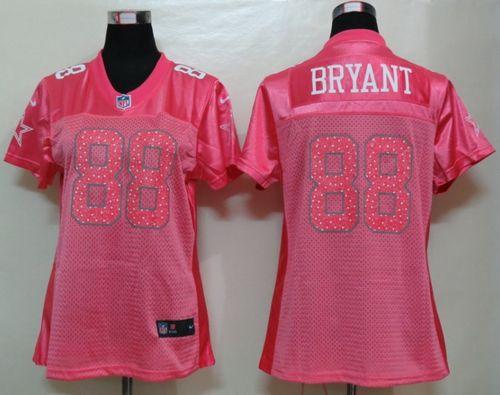 Cowboys #88 Dez Bryant Pink Sweetheart Women's NFL Game Jersey