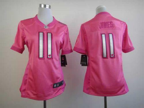 Falcons #11 Julio Jones Pink Women's Be Luv'd Stitched NFL Elite Jersey