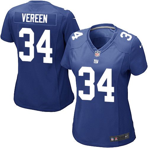 Giants #34 Shane Vereen Royal Blue Team Color Women's Stitched NFL Elite Jersey