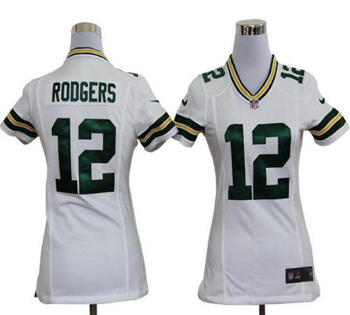 Packers #12 Aaron Rodgers White Women's Stitched NFL Elite Jersey