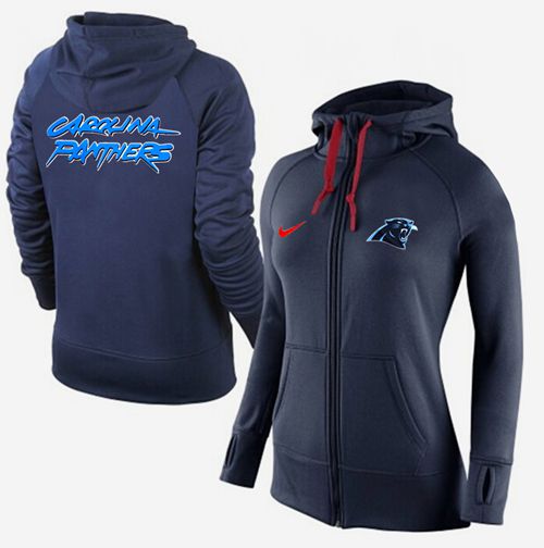 Women's Carolina Panthers Full Zip Performance Hoodie Dark Blue