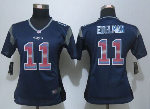 Patriots #11 Julian Edelman Navy Blue Team Color Women's Stitched NFL Elite Strobe Jersey