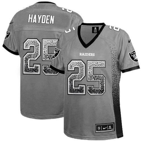 Raiders #25 D.J.Hayden Grey Women's Stitched NFL Elite Drift Fashion Jersey
