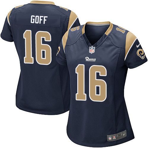 Rams #16 Jared Goff Navy Blue Team Color Women's Stitched NFL Elite Jersey