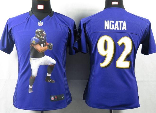 Ravens #92 Haloti Ngata Purple Team Color Women's Portrait Fashion NFL Game Jersey