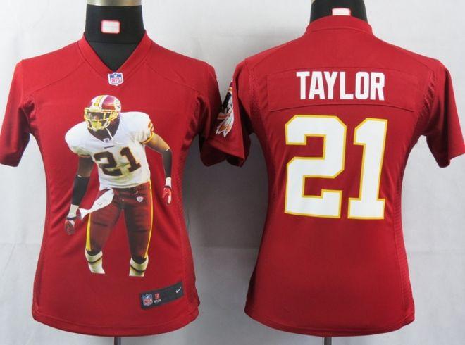 Redskins #21 Sean Taylor Burgundy Red Team Color Women's Portrait Fashion NFL Game Jersey