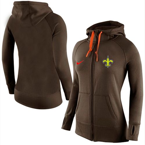 Women's New Orleans Saints Full Zip Performance Hoodie Brown
