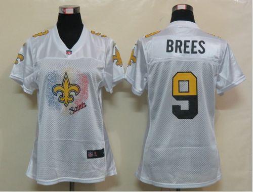 Saints #9 Drew Brees White Women's Fem Fan NFL Game Jersey