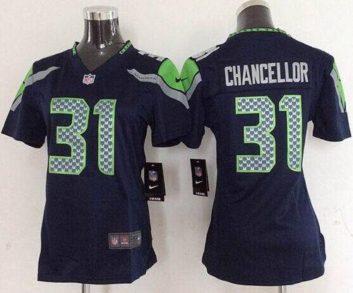 Seahawks #31 Kam Chancellor Steel Blue Women's Stitched NFL Elite Jersey