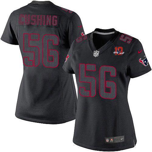Texans #56 Brian Cushing Black Impact With 10TH Patch Women's Stitched NFL Limited Jersey