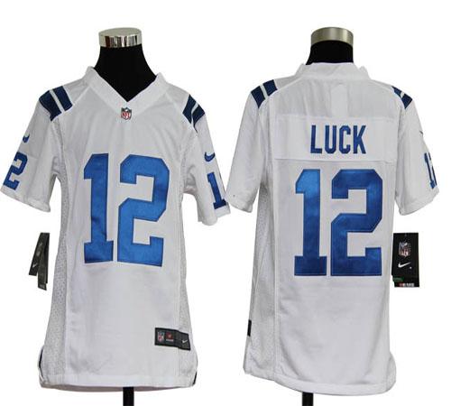 Colts #12 Andrew Luck White Youth Stitched NFL Elite Jersey