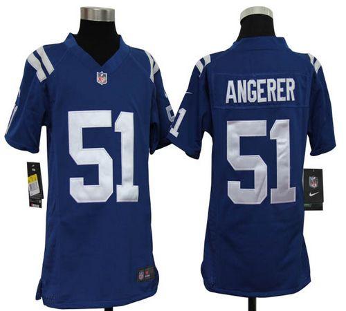 Colts #51 Pat Angerer Royal Blue Team Color Youth Stitched NFL Elite Jersey
