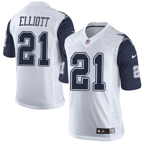 Cowboys #21 Ezekiel Elliott White Youth Stitched NFL Elite Rush Jersey