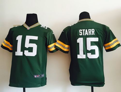 Packers #15 Bart Starr Green Team Color Youth Stitched NFL Elite Jersey