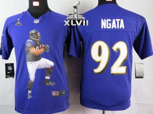 Ravens #92 Haloti Ngata Purple Team Color Super Bowl XLVII Youth Portrait Fashion NFL Game Jersey