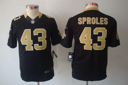 Saints #43 Darren Sproles Black Team Color Youth Stitched NFL Limited Jersey