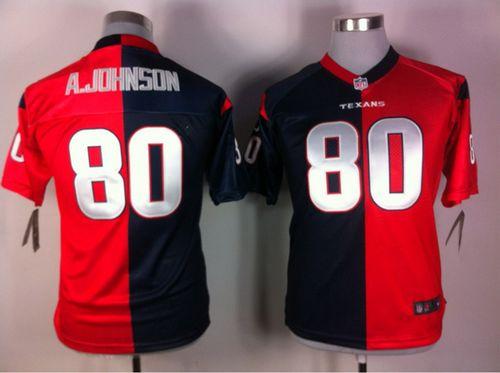 Texans #80 Andre Johnson Navy Blue/Red Youth Stitched NFL Elite Split Jersey