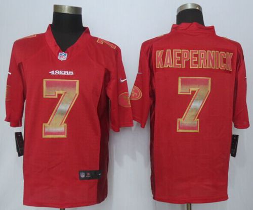 49ers #7 Colin Kaepernick Red Team Color Men's Stitched NFL Limited Strobe Jersey