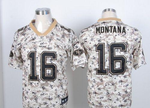 49ers #16 Joe Montana Camo USMC Men's Stitched NFL Elite Jersey