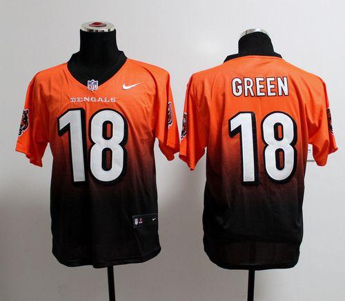Bengals #18 A.J. Green Orange/Black Men's Stitched NFL Elite Fadeaway Fashion Jersey