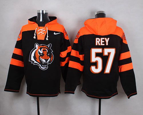  Bengals #57 Vincent Rey Black Player Pullover NFL Hoodie
