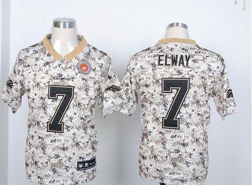 Broncos #7 John Elway Camo USMC Men's Stitched NFL Elite Jersey