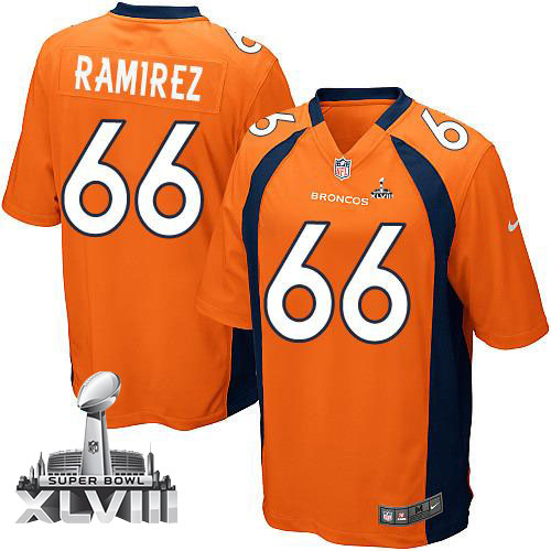 Broncos #66 Manny Ramirez Orange Team Color Super Bowl XLVIII Men's Stitched NFL Game Jersey
