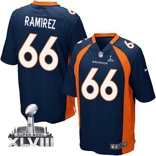 Broncos #66 Manny Ramirez Navy Blue Alternate Super Bowl XLVIII Men's Stitched NFL Game Jersey