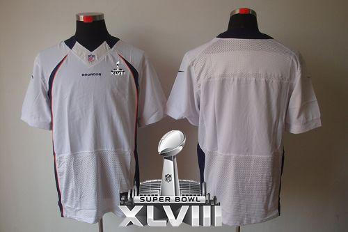  Broncos Blank White Super Bowl XLVIII Men's Stitched NFL Elite Jersey