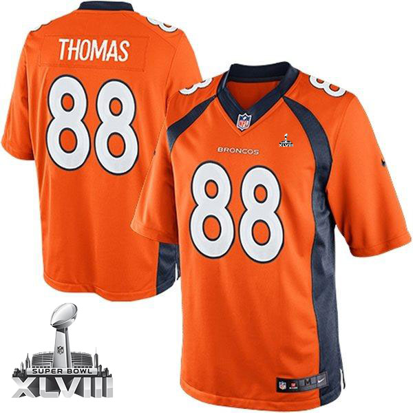 Broncos #88 Demaryius Thomas Orange Team Color Super Bowl XLVIII Men's Stitched NFL New Limited Jersey