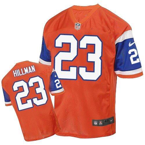 Broncos #23 Ronnie Hillman Orange Throwback Men's Stitched NFL Elite Jersey