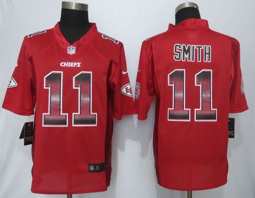 Chiefs #11 Alex Smith Red Team Color Men's Stitched NFL Limited Strobe Jersey