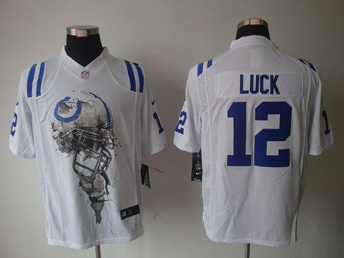 Colts #12 Andrew Luck White Men's Stitched NFL Helmet Tri Blend Limited Jersey
