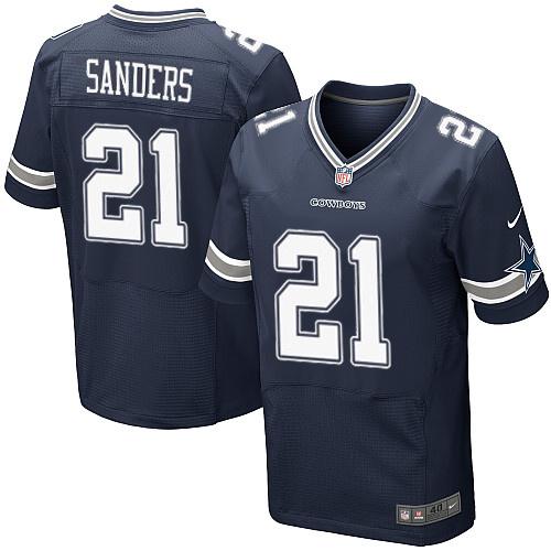 Cowboys #21 Deion Sanders Navy Blue Team Color Men's Stitched NFL Elite Jersey