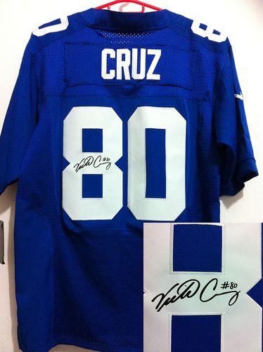 Giants #80 Victor Cruz Royal Blue Team Color Men's Stitched NFL Elite Autographed Jersey