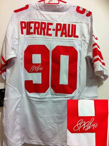Giants #90 Jason Pierre Paul White Men's Stitched NFL Elite Autographed Jersey