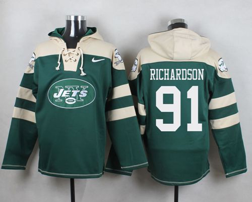 Jets #91 Sheldon Richardson Green Player Pullover NFL Hoodie