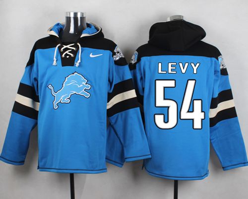Lions #54 DeAndre Levy Blue Player Pullover NFL Hoodie