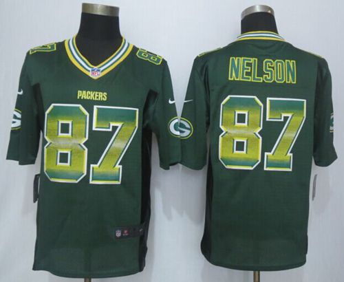 Packers #87 Jordy Nelson Green Team Color Men's Stitched NFL Limited Strobe Jersey