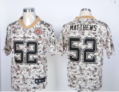 Packers #52 Clay Matthews Camo USMC Men's Stitched NFL Elite Jersey