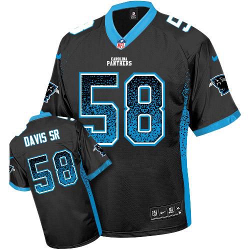 Panthers #58 Thomas Davis Sr Black Team Color Men's Stitched NFL Elite Drift Fashion Jersey